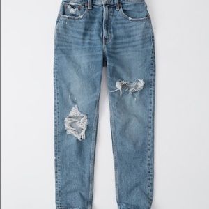 Abercrombie & Fitch High Rise Mom Jeans - Medium Wash, Ripped